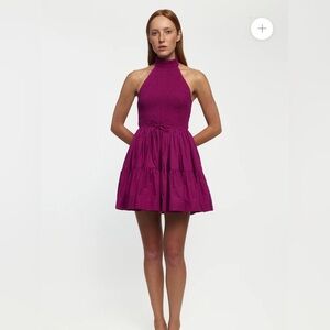 SWF SHIRRED HALTERNECK MINI DRESS
